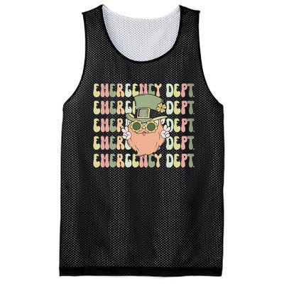 Retro Emergency Department St Patrick's Day Funny ER ED Nurse RN Teach Mesh Reversible Basketball Jersey Tank