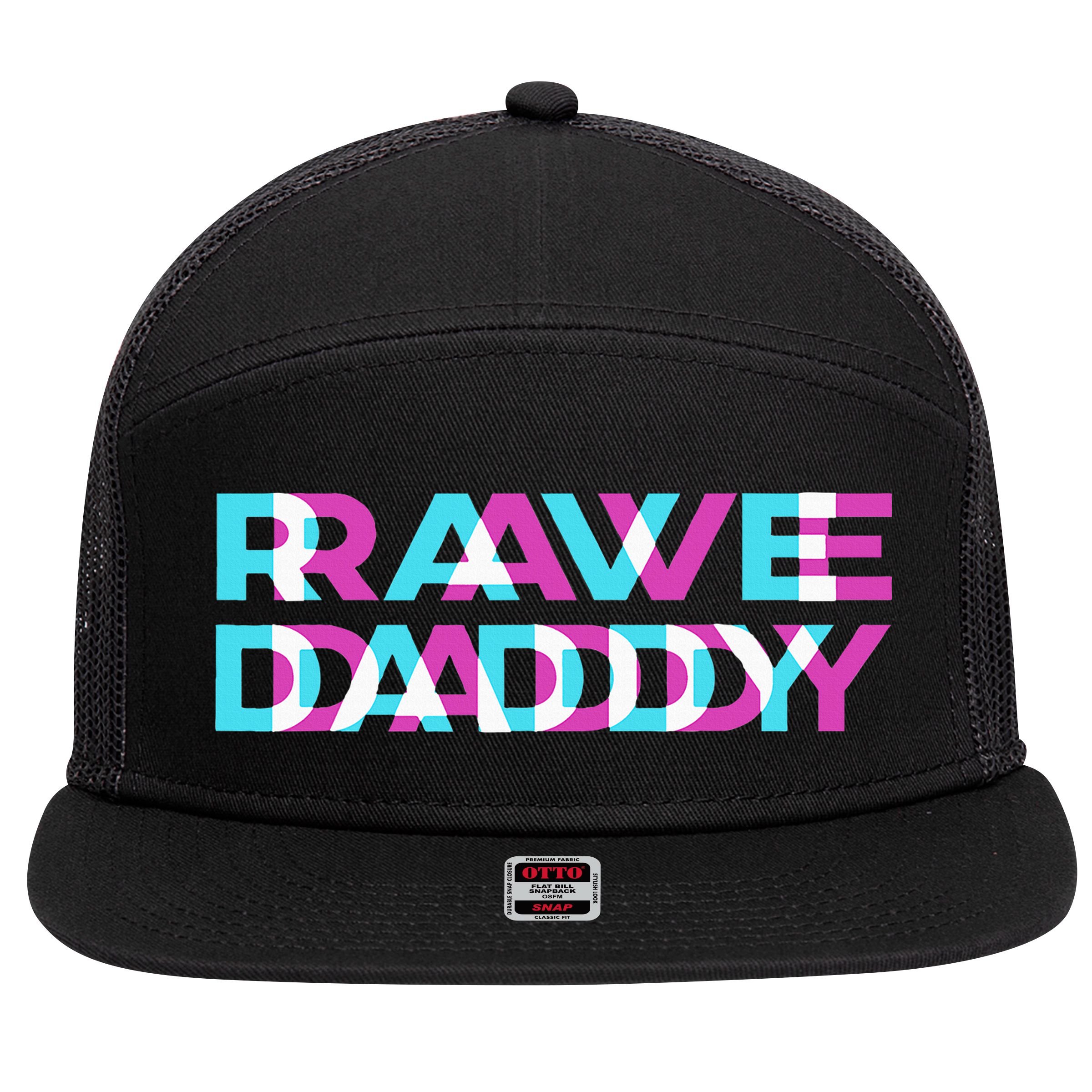 Rave Edm Daddy Music Festival Father Optical Trippy Illusion 7 Panel Mesh Trucker Snapback Hat