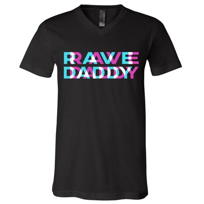 Rave Edm Daddy Music Festival Father Optical Trippy Illusion V-Neck T-Shirt