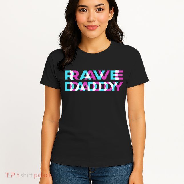 Rave Edm Daddy Music Festival Father Optical Trippy Illusion Womens T-Shirt