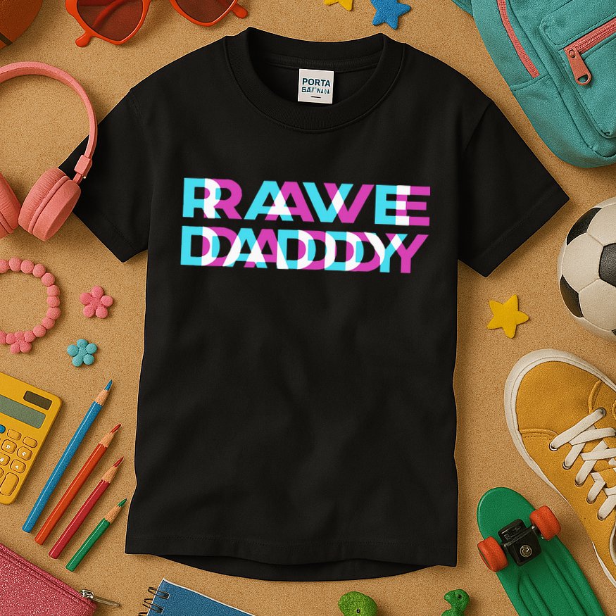 Rave Edm Daddy Music Festival Father Optical Trippy Illusion Kids T-Shirt