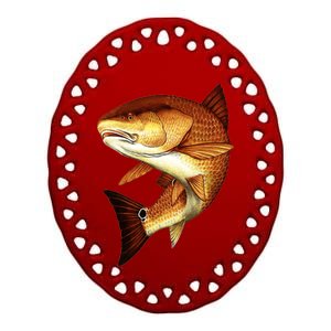 Redfish Swim Ceramic Oval Ornament