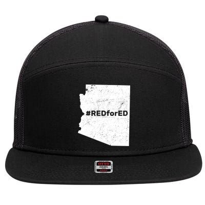 #RedForEd Distressed Red For Ed  7 Panel Mesh Trucker Snapback Hat