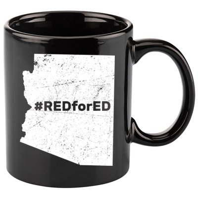 #RedForEd Distressed Red For Ed  11oz C Handle Ceramic Mug
