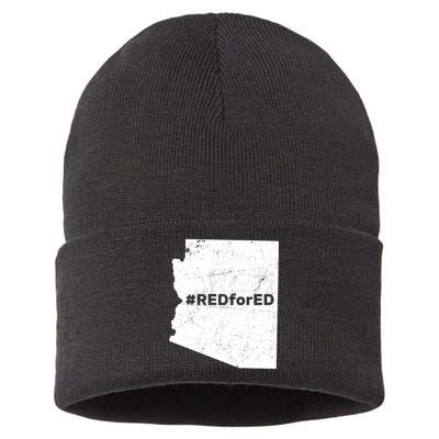 #RedForEd Distressed Red For Ed  Sustainable Knit Beanie