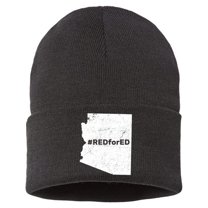 #RedForEd Distressed Red For Ed  Sustainable Knit Beanie