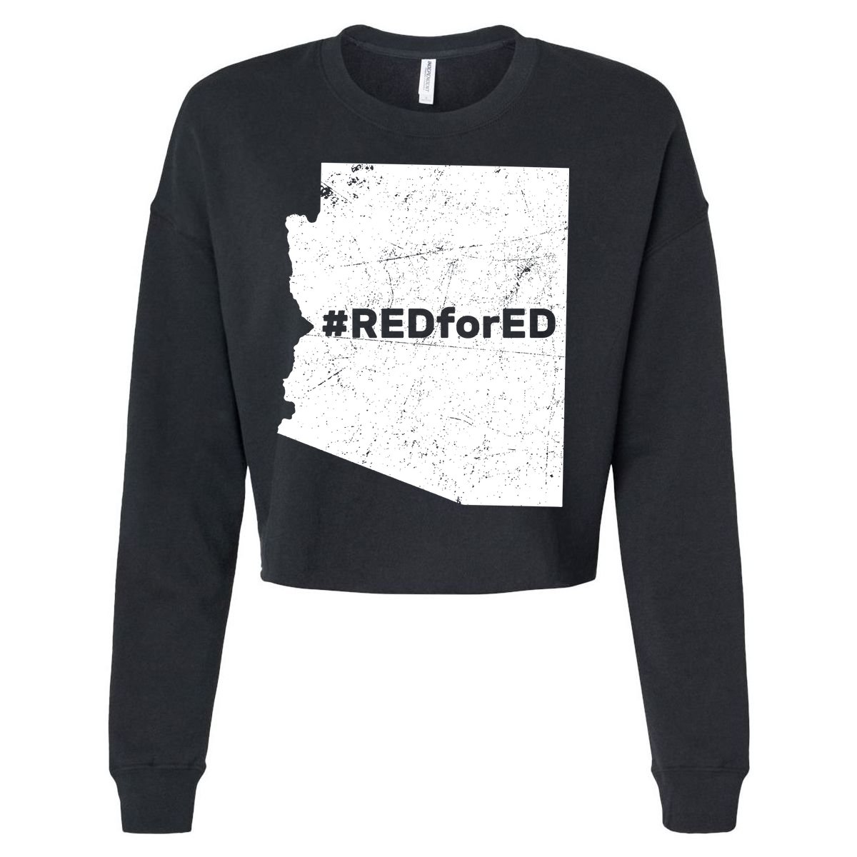 #RedForEd Distressed Red For Ed  Cropped Pullover Crew
