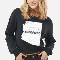 #RedForEd Distressed Red For Ed  Cropped Pullover Crew