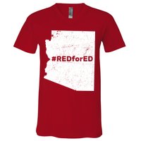#RedForEd Distressed Red For Ed  V-Neck T-Shirt