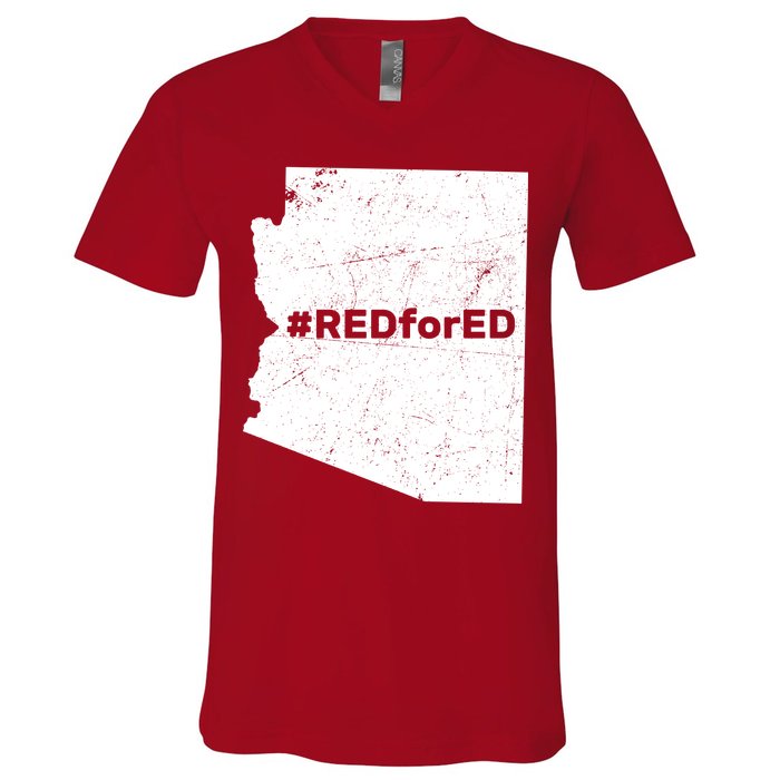 #RedForEd Distressed Red For Ed  V-Neck T-Shirt