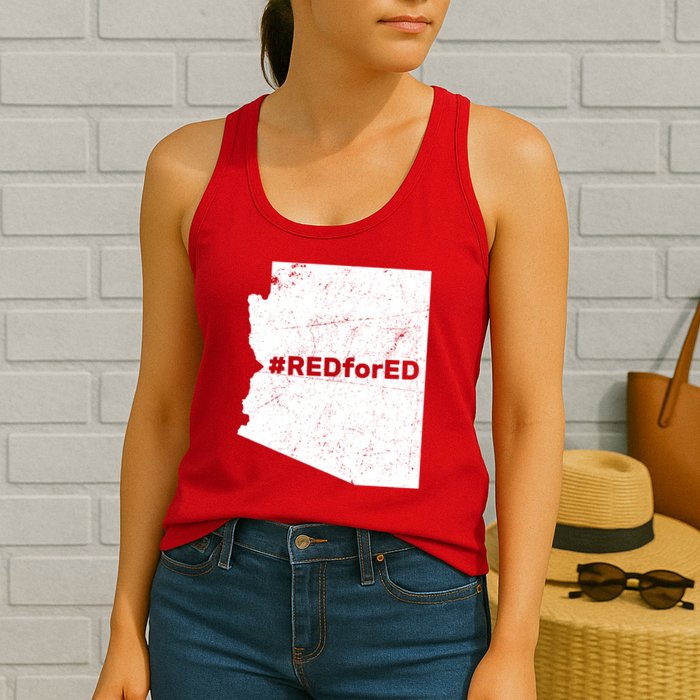 #RedForEd Distressed Red For Ed  Womens Tank Top