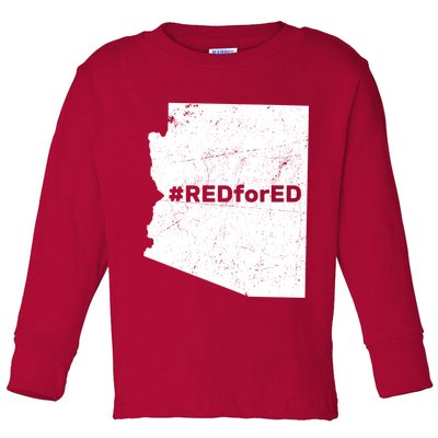 #RedForEd Distressed Red For Ed  Toddler Long Sleeve Shirt
