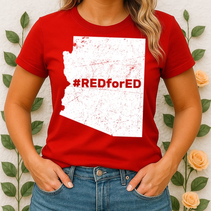 #RedForEd Distressed Red For Ed  Womens T-Shirt