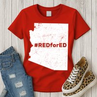 #RedForEd Distressed Red For Ed  Womens T-Shirt