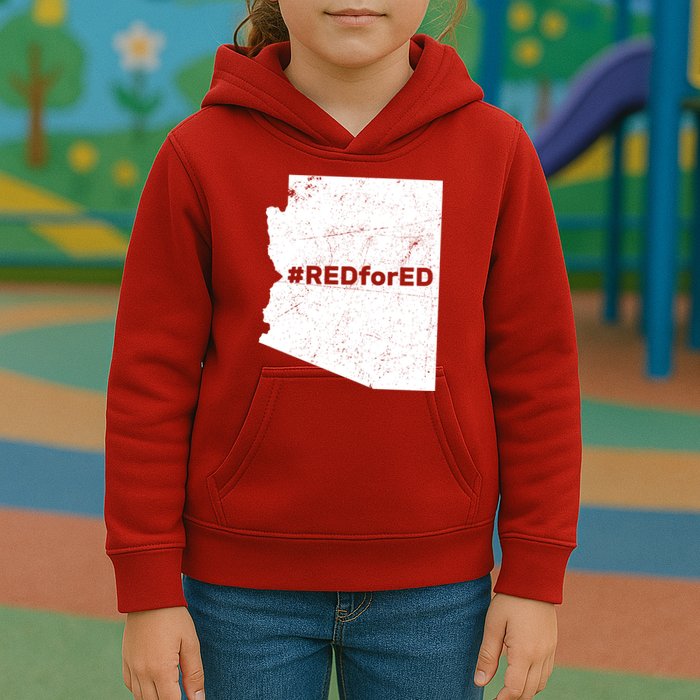 #RedForEd Distressed Red For Ed  Kids Hoodie