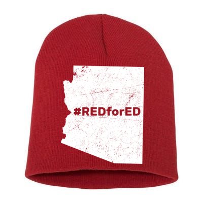 #RedForEd Distressed Red For Ed  Short Acrylic Beanie