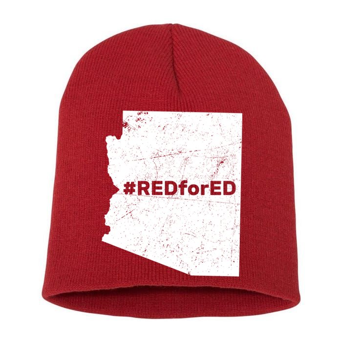 #RedForEd Distressed Red For Ed  Short Acrylic Beanie