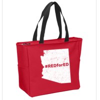 #RedForEd Distressed Red For Ed  Zip Tote Bag