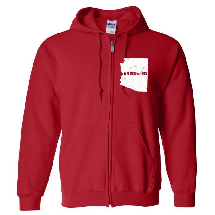 #RedForEd Distressed Red For Ed  Full Zip Hoodie