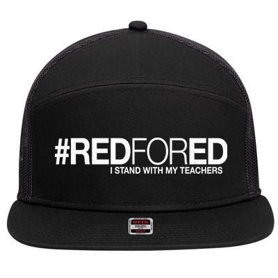 #RedForEd I Stand With My Teachers Red For Ed 7 Panel Mesh Trucker Snapback Hat