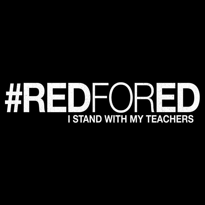 #RedForEd I Stand With My Teachers Red For Ed Drawstring Bag