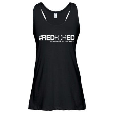 #RedForEd I Stand With My Teachers Red For Ed Ladies Essential Flowy Tank