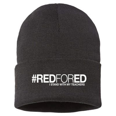#RedForEd I Stand With My Teachers Red For Ed Sustainable Knit Beanie