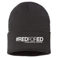 #RedForEd I Stand With My Teachers Red For Ed Sustainable Knit Beanie