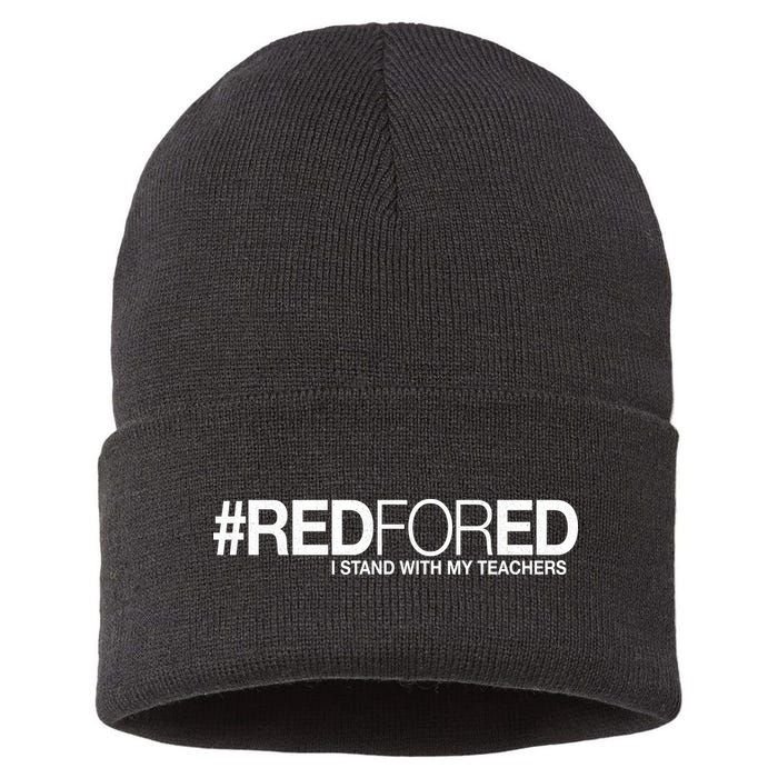 #RedForEd I Stand With My Teachers Red For Ed Sustainable Knit Beanie