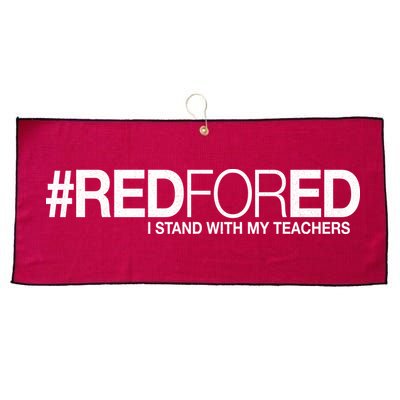 #RedForEd I Stand With My Teachers Red For Ed Large Microfiber Waffle Golf Towel