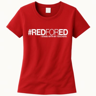 #RedForEd I Stand With My Teachers Red For Ed Womens T-Shirt
