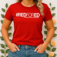 #RedForEd I Stand With My Teachers Red For Ed Womens T-Shirt