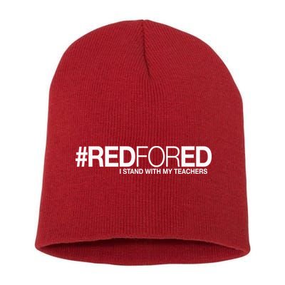 #RedForEd I Stand With My Teachers Red For Ed Short Acrylic Beanie