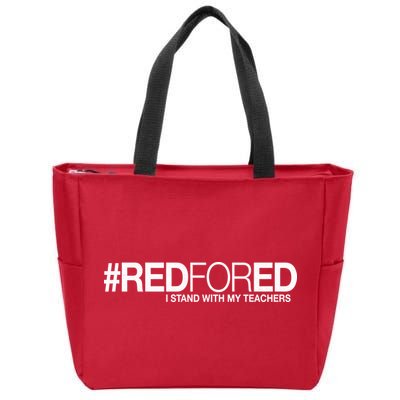 #RedForEd I Stand With My Teachers Red For Ed Zip Tote Bag