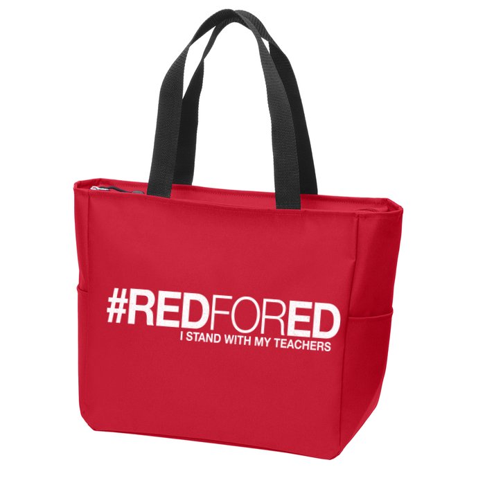 #RedForEd I Stand With My Teachers Red For Ed Zip Tote Bag