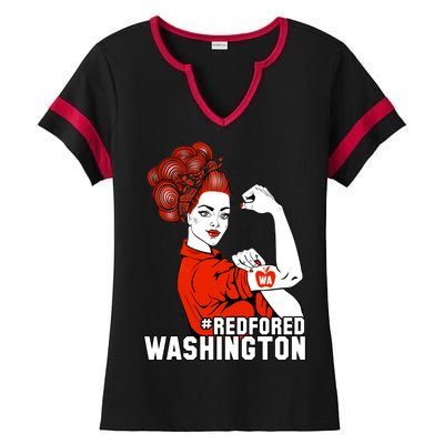 Redfored Red For Ed Washington Teachers Ladies Halftime Notch Neck Tee