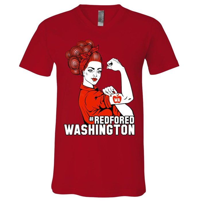 Redfored Red For Ed Washington Teachers V-Neck T-Shirt