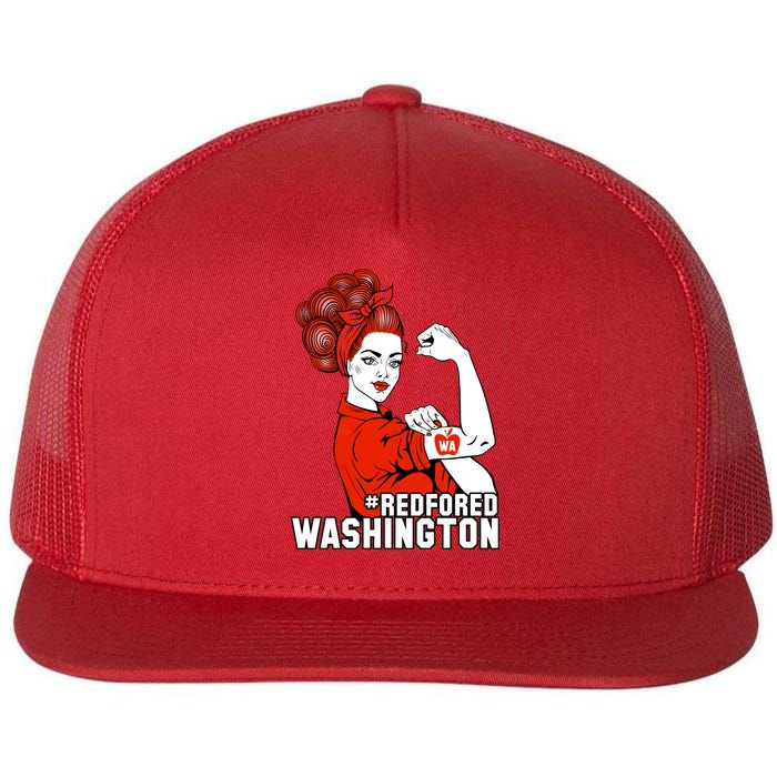 Redfored Red For Ed Washington Teachers Flat Bill Trucker Hat