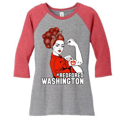 Redfored Red For Ed Washington Teachers Women's Tri-Blend 3/4-Sleeve Raglan Shirt