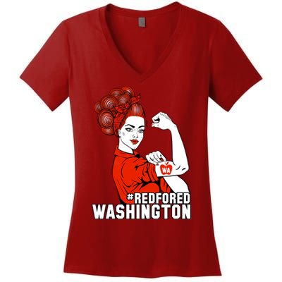 Redfored Red For Ed Washington Teachers Women's V-Neck T-Shirt