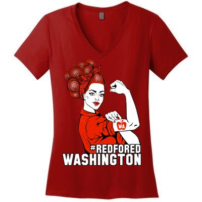 Redfored Red For Ed Washington Teachers Women's V-Neck T-Shirt