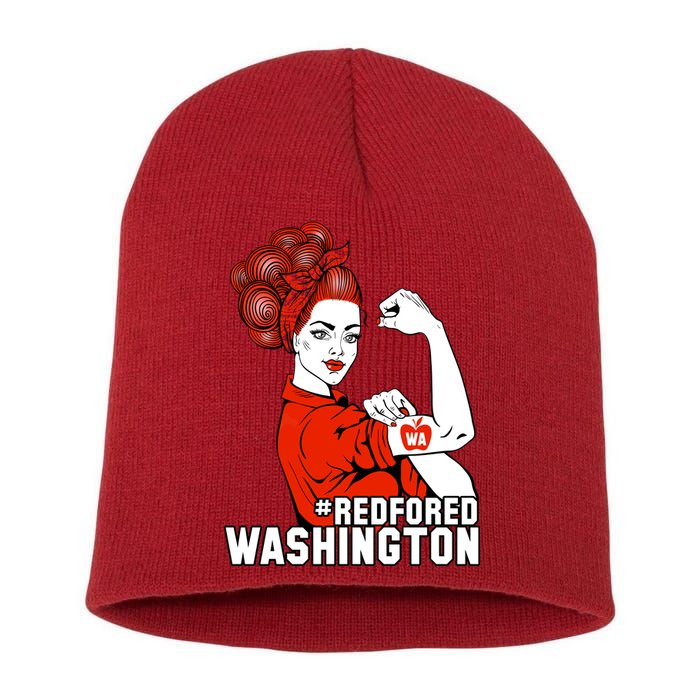 Redfored Red For Ed Washington Teachers Short Acrylic Beanie