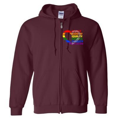 Respect Empathy Equality Kindness Diversity Inclusion Humans Full Zip Hoodie