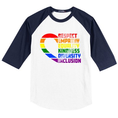 Respect Empathy Equality Kindness Diversity Inclusion Humans Baseball Sleeve Shirt