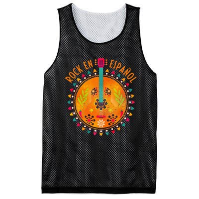 Rock En Espanol Guitar Spanish Language Rock Music Mesh Reversible Basketball Jersey Tank