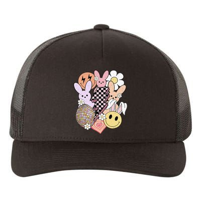 Retro Easter Easter Bunny Smile Face Groovy Easter Day Yupoong Adult 5-Panel Trucker Hat