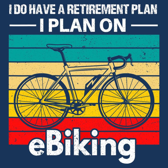 Retirement E-Biker E-Biking Retirement Plan EBike 7 Panel Mesh Trucker Snapback Hat