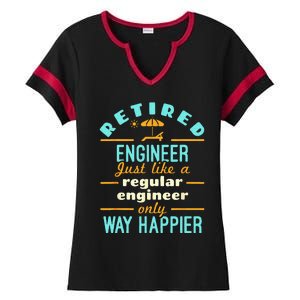 Retired Engineer Engineering Retirement Way Happier Ladies Halftime Notch Neck Tee