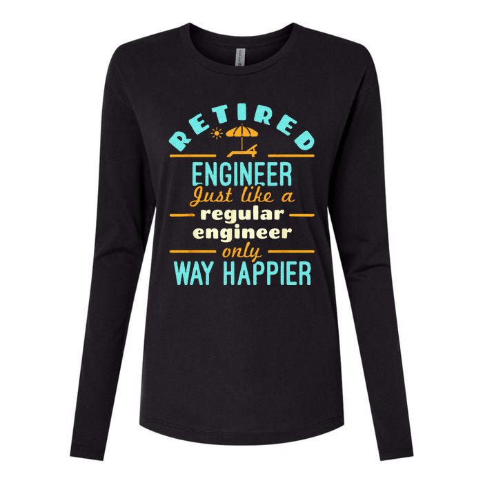 Retired Engineer Engineering Retirement Way Happier Womens Cotton Relaxed Long Sleeve T-Shirt