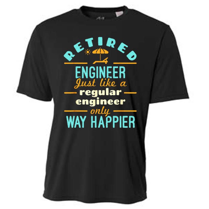 Retired Engineer Engineering Retirement Way Happier Cooling Performance Crew T-Shirt